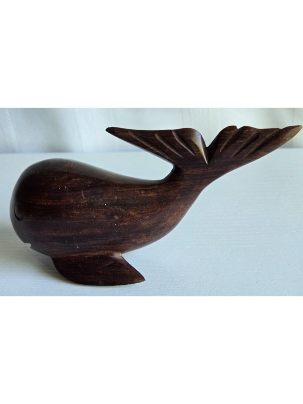 Wooden Whale Figurine Hand Carved Wood Ocean Nautical Sculpture - Picture 2 of 8